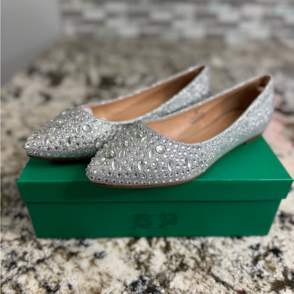 Lauren Lorraine Kelsey Sparkling Silver Women's Loafers